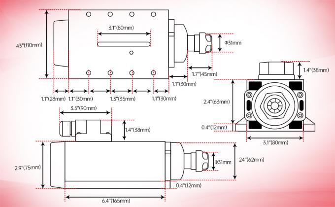 2.2kw ER20 CNC Spindle Motor Kit Air Cooled For CNC Machine 1