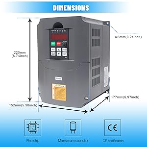 US Stock HY Series VFD Inverter CNC Spindle Motor Speed Control 220v 2.2kw 0-400Hz 1P Input 3P Output 0